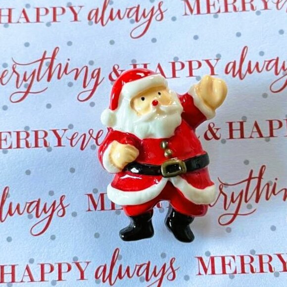 Vintage Santa Brooch Plastic or Celluloid 1.5 Inches in Length - Picture 1 of 6